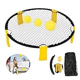 EHIOG Roundnet Ballspiel,Ballspiele für DraußEn-Ball Trampolin mit 3 BäLlen,Outdoor Beach Rasenteam Sportspiel,Pumpe,Rucksack & Regeln,2 Bis 4 Spieler Erwachsene Zum Spielen im Garten,Strand,Park