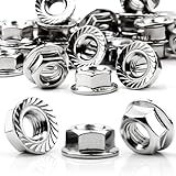 Mbsomnus 60 Stück M6 Mutter Flanschmuttern mit Sperrverzahnung DIN 6923 Sechskantmutter Edelstahl A2 V2A Selbstsichernde Sechskant Muttern Flansch Bundmutter Regelgewinde Sperrzahnmutter Stopmuttern