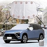 Auto Eisschutzfolien, Auto Frostabdeckung, Frontscheibenabdeckung, Windschutzscheibe, Auto Gegen Frost Schnee EIS Sonne Staub, Auto Sonnenschut, Verdickt Faltbar 165 x 126 cm, Silber mit Ohrenklappen