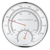 2 in 1 Sauna Fahrenheit Thermometer, Großes Silberrand Sauna Thermometer und Hygrometer Sauna Zubehör, Tragbare Innentemperatur und Luftfeuchtigkeit Messzifferblatt Geeignet für Hotel Sauna Raum