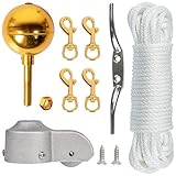 Gramigg Outdoor-Fahnenmast-Hardware-Riemenscheiben-Wartungssysteme mit 15 m langem Fallseil für Stangen mit 5 bis 6,6 cm Durchmesser