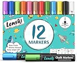 Lenski 12 Kreidestifte für Tafel Abwaschbar, Kreidestifte für Fenster, Einschulung Mädchen, Schultüte Füllung, Kreidemarker Fenster mit Whiteboard Marker Fensterkreide Stifte Kinder Glasmalstifte
