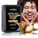 Afrikanische schwarze Seife mit Sheabutter - Hautpflegende feuchtigkeitsspendende Reinigungsseife für Gesicht und Körper, Tiefenreinigungsseife, handgefertigte afrikanische schwarze Seife,