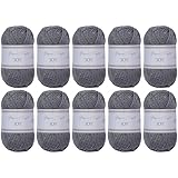 Utopia Crafts JOY Uni Strick- und Häkelgarn, Weich, Pflegeleicht, 100% Polyacryl, 10x 50 g Knäuel, 150m (Graue Melange)