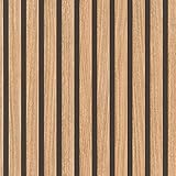 Tapete 278408 - Braune Papiertapete mit Holz-Optik, 3D -Paneele im modernen Skandi Look, Lamellenwand - 10,05m x 0,53m (LxB)