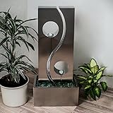 KÖHKO® Wassserwand Yin Yang mit LED-Beleuchtung Höhe ca. 90 cm Springbrunnen Wasserspiel mit Edelstahlbecken