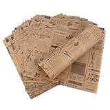 Hejo 100 Blätter Deli Papierblätter, Pommes Papier für Korb, Umweltfreundliches Backpapier, Burger Papier, Wrap Papier für Burger, Butterbrot, Käse, Pommes (25x25cm)