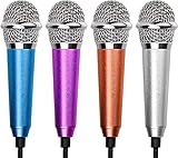 ALFFREUDE 4 StückeMini Mikrofon Tiny Karaoke Microphone Tragbar Handmikrofon kleines Klinke mikrofon mit Schwamm und Kabel für Handy Laptop Notebook, 4 Farben