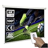 Motorleinwand Beamer Leinwand 100' Zoll, weißer Teil 197 x 148 cm, Gehäuse 220 cm , Fernbedienung, einfache Montage und Bedienung