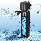 Aquarium U-V Filter Pumpe für 150-560 Liter Becken, 7W Anti Algen U-V Klärer Innenfilter Tauchpumpe 1500L/h Kristallklar Algenvernichter Wasserpumpe für Süß- und Salzwasser Aquarien