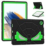 KRjcsfhy Hülle für Samsung Galaxy Tab S10 FE 2025/Tab S9 FE/Tab S9 2023, Samsung Tab S8/S7, stoßfeste, robuste Schutzhülle mit Ständer Tablet Hülle for Kinder,Schwarz Grün