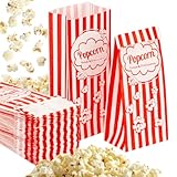 MAQIHAN Popcorn Tüten 50 stück - Flacher Quadratischer Boden Bottom Popcorntüten Klein Movie Night Filmabende Popcorn Maschinen Papiertüten Popcornmaschine Papier Behälter Snacktüten