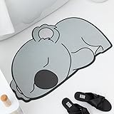 Badezimmerteppich 40X60Cm Grauer Koala Duschvorleger Badematte Deko Küchenteppich Duschmatte rutschfest Waschbar Badteppich Badvorleger Kieselgur Dusche rutschfest