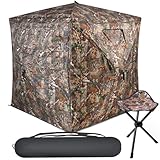 Jagdjalousien,270°-Sicht,1–3 Personen, Tarnnetz Jagd Camouflage für Dekoration Sonnenschutz Jagd Camping Outdoor Militär,Pop-Up-Zelt mit Bodenhirschständer für die Hirsch,Truthahnjagd,Entenjagd