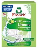 Frosch Limonen Geschirrspül-Tabs, umweltfreundlich, mit wasserlöslicher Folie, für die tägliche Reinigung von Besteck und Geschirr, 50 Tabs, 50 stück