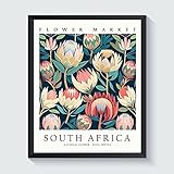 Südafrika Kunstdruck-Poster, King Protea Blumenmarkt, Wandkunst, Kunstwerk-Dekor für Schlafzimmer, Küche, Bad, Wohnzimmer, Dekoration (Südafrika, King Protea, 40,6 x 50,8 cm (ungerahmt)