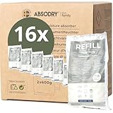 AbsoDry Duo Family - Luftentfeuchter Nachfüllpack 16x600g - kompatibel - Verhindert Geruch & bindet Feuchtigkeit - Trockenmittelbeutel mit Granulat für Raumentfeuchter - Entfeuchter Nachfüllpack
