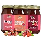 Green Jay Gourmet Rhabarber-Marmelade Sammlung Rhabarber, Erdbeere Rhabarber-Marmelade All Natural Fruit Jam Bundle Vegan, Glutenfrei Jam ohne Konservierungs- und Mais 3 Gläser