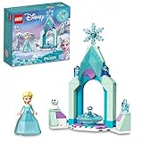 LEGO 43199 Disney Elsas Schlosshof, Prinzessinnen-Spielzeug zum Bauen aus Die Eiskönigin 2 mit Elsa Mini-Puppe, Diamantkleid-Kollektion