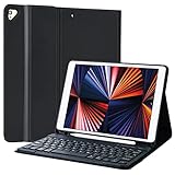 TQQ Tastatur Hülle für iPad 10.2 Zoll (9/8/7 Generation), für iPad Air 3rd und Pro 10.5, Wiederaufladbar Abnehmbar BT-Tastatur, Deutsches QWERTZ-Layout