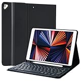 TQQ Tastatur Hülle für iPad 10.2 Zoll (9/8/7 Generation), für iPad Air 3rd und iPad Pro 10.5, Wiederaufladbar Abnehmbar BT-Tastatur, Deutsches QWERTZ-Layout