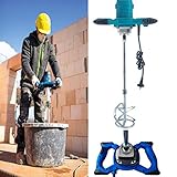 Mörtelrührer Rührwerk 2600W,Betonmischer Handrührgerät Handrührwerk Rührgerät,Industriequalität Betonrührer 1500r/min,6-Gang-Getriebe,M14-Gewinde für Industrie- und Haushaltsmischer