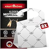 KRAFTKÖNIG Kleidermottenfalle WEIß - 8X Mottenfalle Kleidermotten mit maximaler Lockwirkung zur Befallsermittlung, AUCH FÜR KLEIDERSTANGEN GEEIGNET