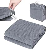 Laneetal Vorzeltteppich 200x200cm, Campingteppich Outdoor mit Heringe Campingmatte, Zeltunterlage,Outdoor Teppich für Wohnmobil, Zeltteppich mit ösen Tragetasche aus HDPE 280 g/㎡, Zeltböden,Blau-Grau