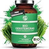 QIDOSHA® Bio Gerstengras Kapseln, 360 Stk im Apothekerglas, 1500mg je Tagesportion, Bio Gerstengraspulver fein gemahlen mit 500mg je Kapsel, vegan, deutsche Fertigung