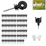 NEWFUN 100 Stück weidezaun isolatoren, Isolatoren Weidezaun Set mit 1 Pcs Isolator Socket Tool für Elektrozaun, Schutz vor Sonne, Regen und Witterung