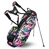 Leichte 4-Wege-Golftasche für Damen | Taboo Fashions Standtasche | Range Bag, Par 3, Executive Course | Selbstbiegender Ständer, verstellbarer Riemen (Tropisches Paradies)