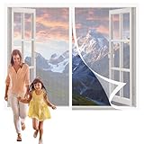 Magnet Fliegengitter Fenster Klein 210 x 133 cm Insektenschutz Atmungsaktiver Masche Fliegengitter Ohne Bohren Einfach zu Montieren für Schiebefenster Dachfenster, Weiß