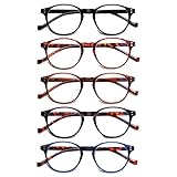 COJWIS 5 Pack Lesebrille Blaulichtfilter fur Damen Herren Federscharnier Brille Anti-Müdigkeit Blendfreie UV Lesehilfe (5 Pack Farbe, 2.00, multiplier_x)