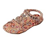 2025 Sandalen Damen Sommer Elegant Zehentrenner Bequeme Sommerschuhe Flach Orthopädische Sandalen Mit Fußbett Atmungsaktiv Slingback Für Strandurlaub Freizeit Frauen Sandale 9, mehrfarbig, 41 EU