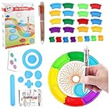 1 Set Kinder-Malkreise-Maker-Set, multifunktionales Spin-Art-Lineal, tragbare Kunststoff-Kreise-Vorlage zum Zeichnen, geometrisches Spiral-Briefpapier-Werkzeug für Schüler
