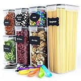 Gebrazy Vorratsdosen Set of 24, BPA-frei, 4 Größe Müsli Schüttdose & Frischhaltedosen, Luftdichte Küchen Vorratsbehälter, 10 Leere Schwarze Etiketten und 5 Kleine Löffel (Schwarz)