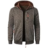 kaxnheye Herren-Kapuzenpullover, langärmelig, mit Reißverschlusstaschen, einfarbig, lässig, locker, bequem, gemütlich, stilvoll, trendig, vielseitig, winddicht, warm, Cardigan, Wandermäntel, Kaffee