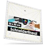 OfficeTree Patchwork Lineal 30x30 cm - Schneidelineal 30cm - Quiltlineale - Patchworklineal für Rollschneider - Schneiderlineal - Nählineal - Stofflineal - Nähzubehör Lineal - Quilting Ruler