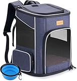 Morpilot Katzenrucksack Hunderucksack für Katzen und Kleine Hunde 7kg, Faltbare Haustier Rucksack mit Innerer Sicherheitsleine und Schale