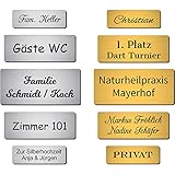 Klingelschild mit Gravur selbstklebend Namensschild Haustürschild Namensschilder für den Briefkasten Briefkastenschild personalisiert Willkommensschild Türschild, Modern, in silber und gold