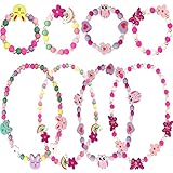 RUIJIE Kinder Schmuck Set 8 Stück Mädchen Schmuck Perlen Armband Halskette 4 Mädchen Halskette 4 Bunte Armbänder Freundschaftsarmband Geschenk Kinderschmuck Mädchen Für Kinder Mädche