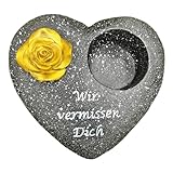 KELOPEST® Grabschmuck Herz in stilvoller Steinoptik - Die Grabdeko ist wetterfest