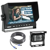 VSG24 Rückfahrkamera 7' HD Starter-Set inkl. Kamera, Monitor, Kabel - Wasserdicht Nachtsicht 12V-24V Einfache Montage/Robustes Rückfahrsystem für Auto Wohnwagen LKW Anhänger Wohnmobile Einparkhilfe