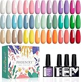 Phoenixy UV Nagellack Set 21 Farben 8ml Gel Nagellack Set für Nagel Design Gel Farblack mit Unterlack, Überlack, Matte Überlack Geschenk Set