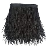Sowder Straußenfeder-Borte, Fransen mit Satinband, für Kleidung, Kostüme, Nähen, Dekoration, 183 cm Schwarz