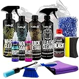 FullBikeX Premium-Set für Motorrad-Felgen, Shampoo, Flüssigwachs, Cordura-Reiniger, Helmreiniger, Hygienemittel + Zubehör