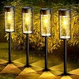 Nigecue Solarlampen für Außen Garten, 4 Stück Vintage Solarleuchten Gartenleuchten mit Helle Wolfram Licht, 800mAh Akku, IP65 Wasserdicht, Auto Ein/Aus, 3000K Warmweißes Licht für Rasen Terrasse Hof