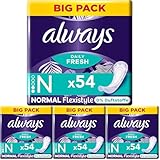 Always Daily Slipeinlagen Damen, Normal Flexistyle (54 Binden) Big Pack, mit frischem Duft, passend für alle Slipformen, atmungsaktiv, flexibel (Packung mit 4)