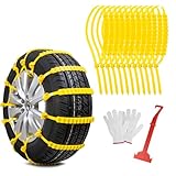Ninonly 12 Stück Universal Schneeketten für Auto, SUV und Kleine Lkws - Reifen Rad Winter Sicherheit, Eisschlamm, Klettern - Breite 165mm-295mm