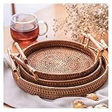 Obstkorb Ablagetablett mit Holzgriff runder Korb Brot Lebensmittel Teller Obstkuchenplatte Abendessen Serviertablett Obstschale Küchengeschirr